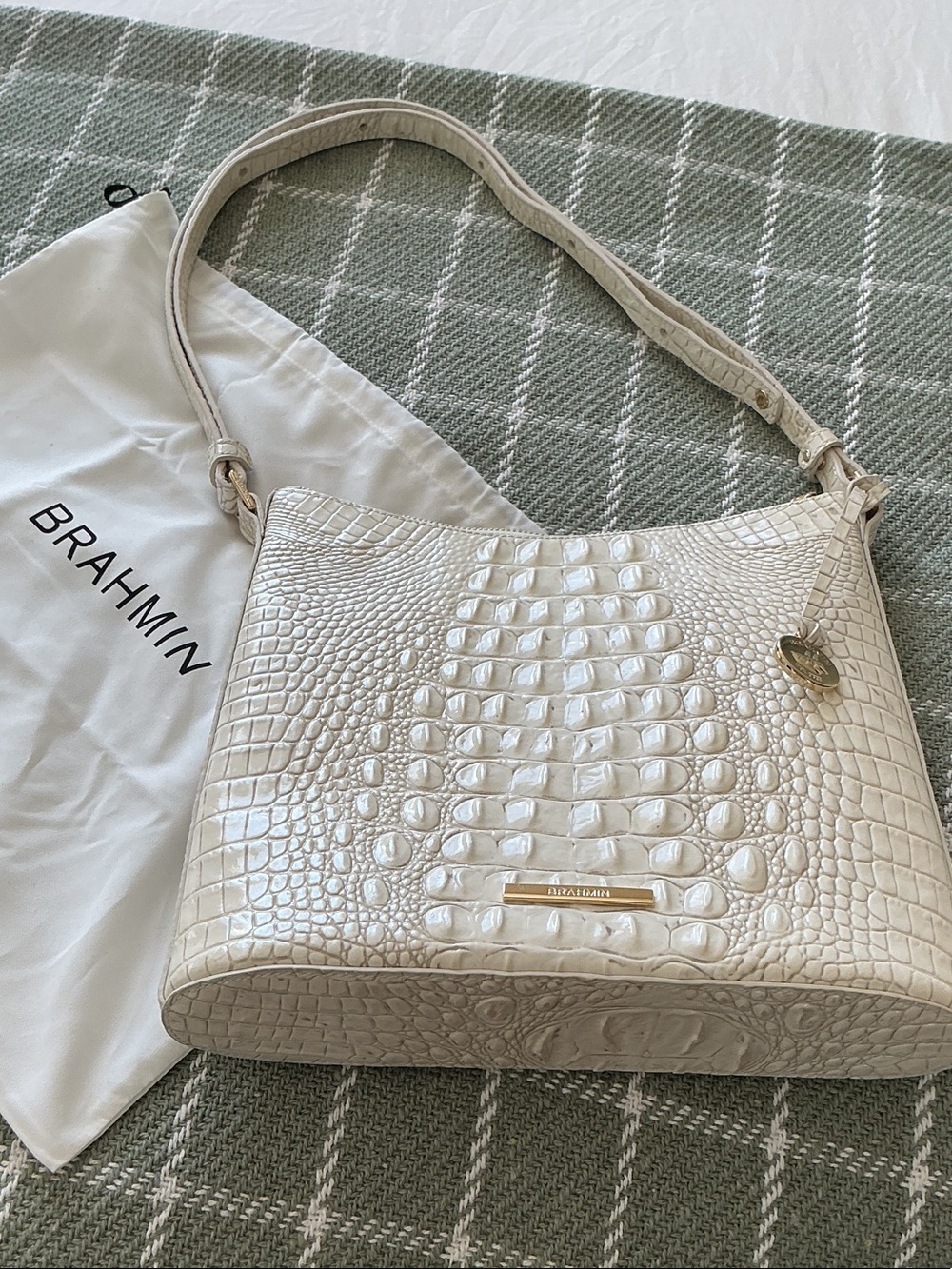 Brahmin Pearl Croc-Embossed Leather Shoulder Bag